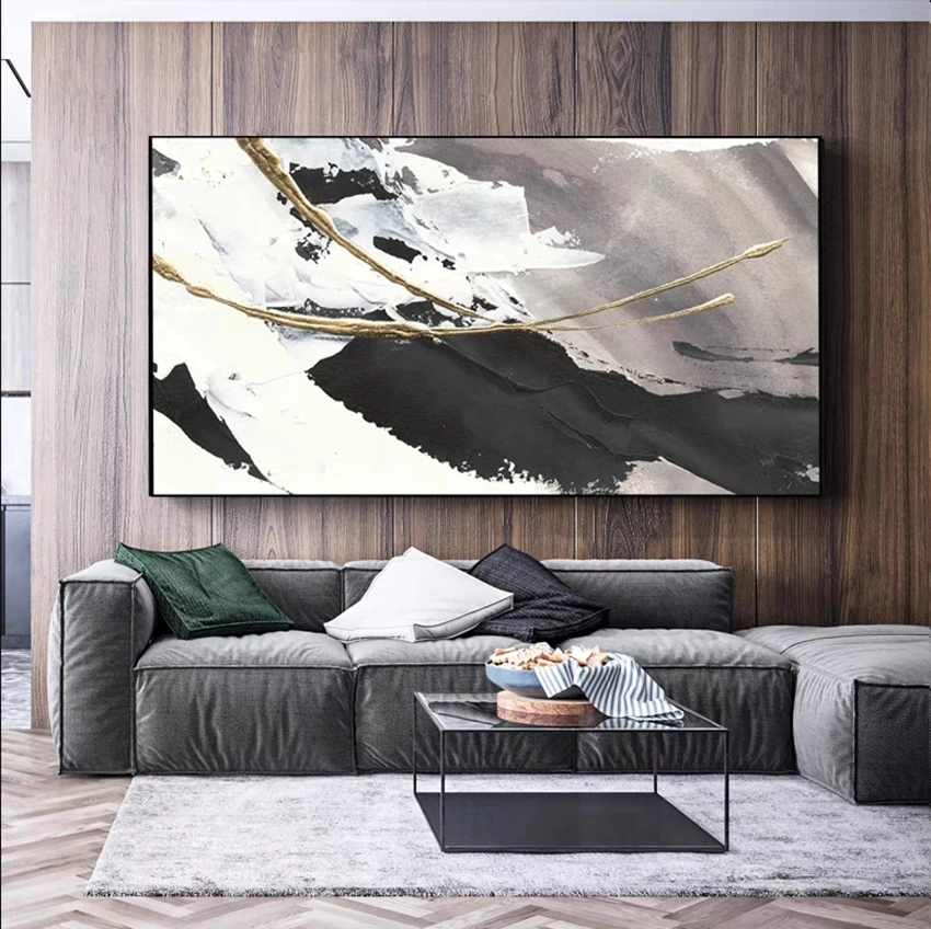 Golden Foil Abstract Design Oil Painting Wall Art Picture 100% Hand Drawn Canvas Wall Art Hot Selling For Living Room Decor