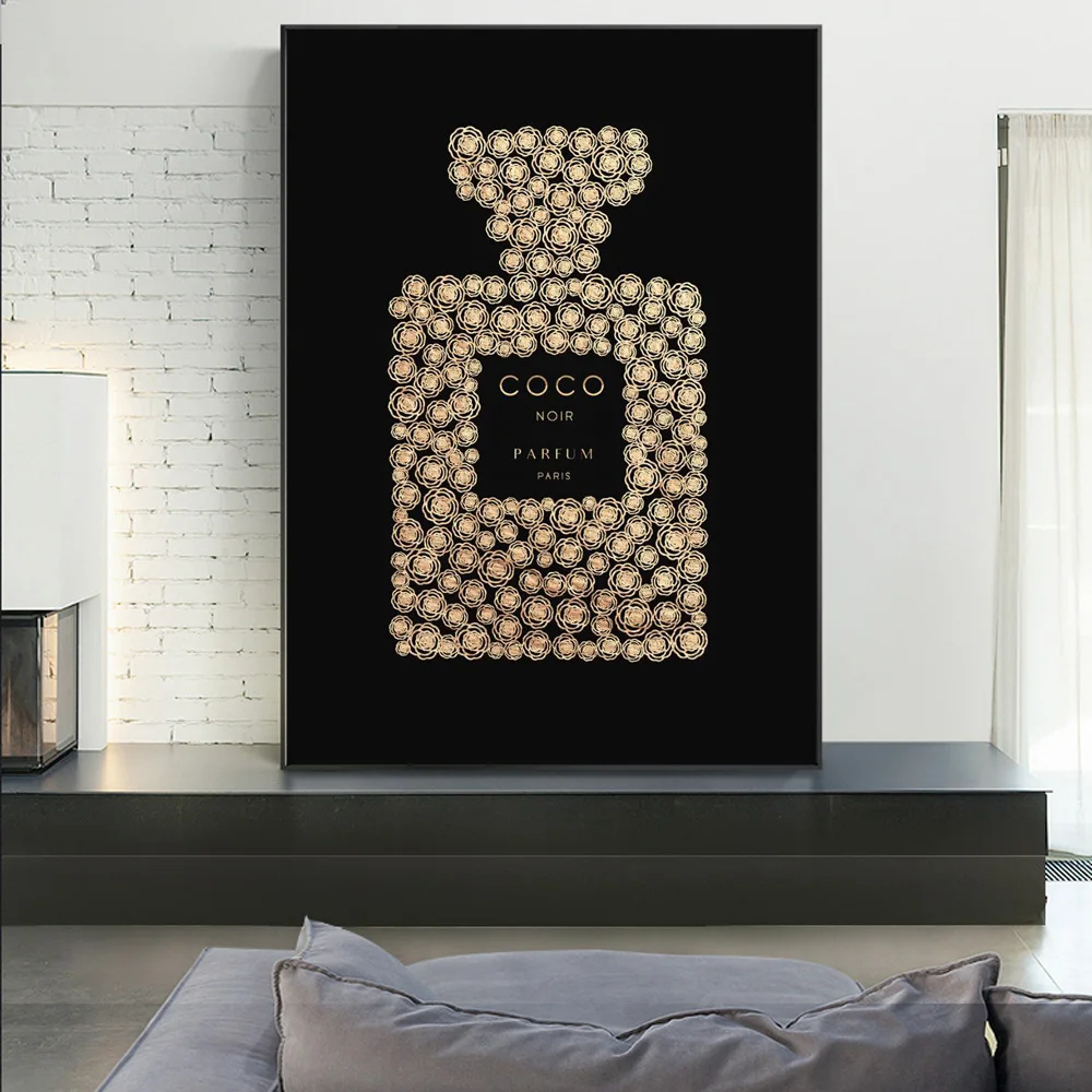 Modern Perfume Bottle Graffiti Canvas Painting Fashion Wall Art Poster and Prints Luxury Artwork Pictures for Room Decor Cuadros