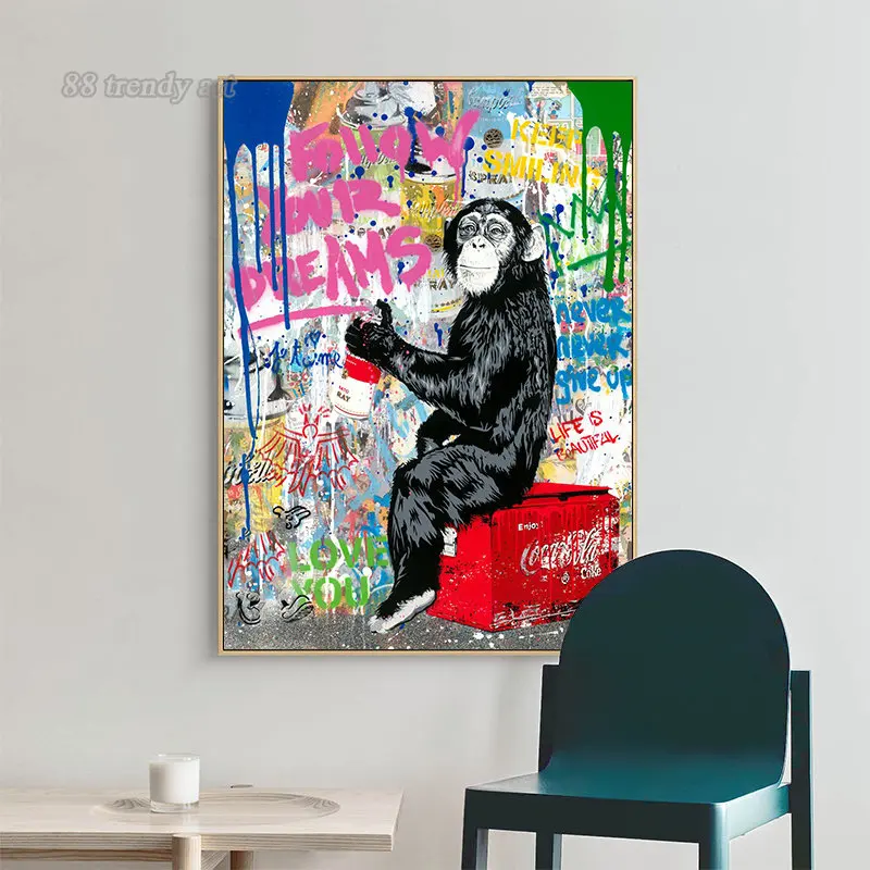 Large Size Banksy Art Canvas Posters and Prints Funny Graffiti Street Art Wall Pictures for Modern Home Room Decoration Painting
