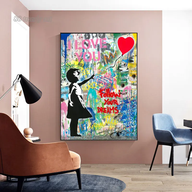 Large Size Banksy Art Canvas Posters and Prints Funny Graffiti Street Art Wall Pictures for Modern Home Room Decoration Painting