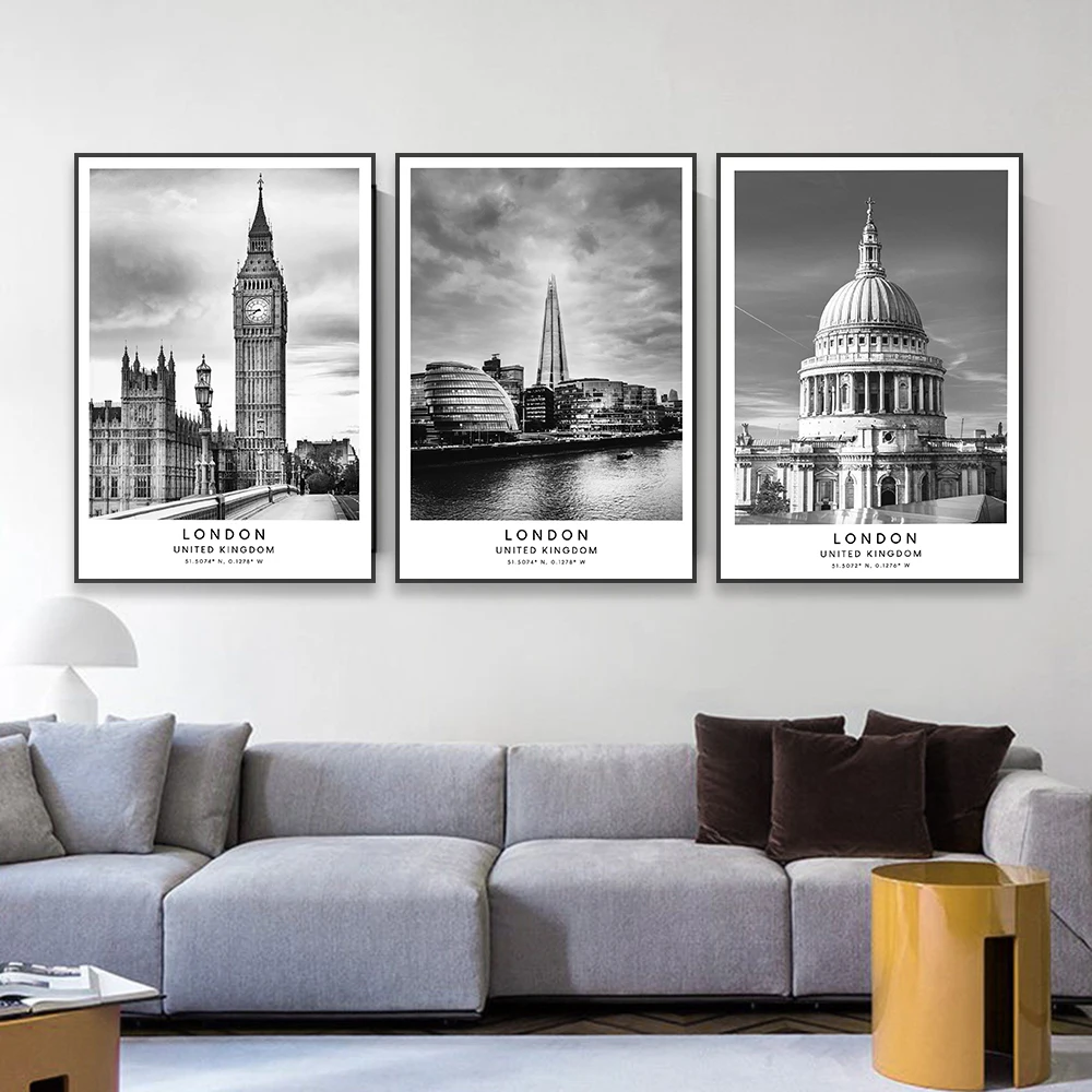 London Travel Print Black and White Poster St Paul's Cathedral Print Modern Minimalist Décor