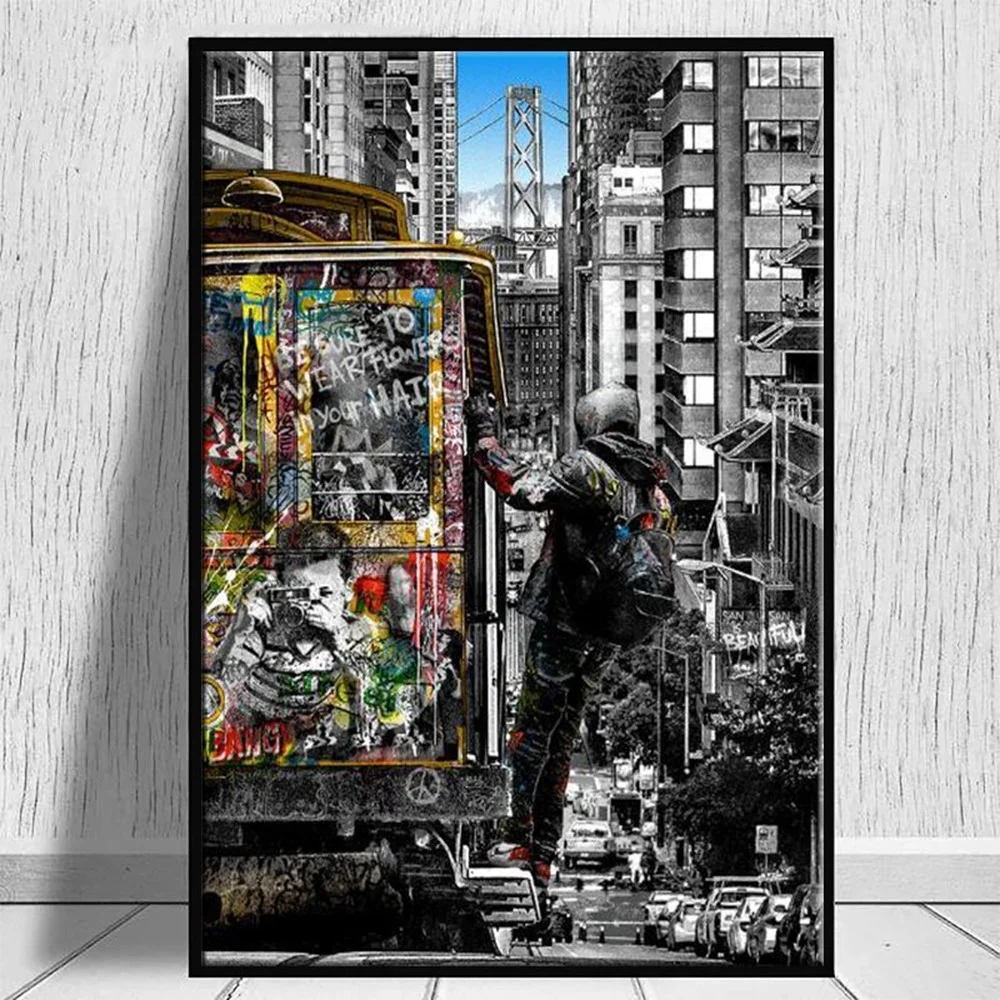 Modern Graffiti Art Canvas Paintings on The Wall Art Posters and Prints Street Art Wall Pictures Home Decoration Cuadros Decor