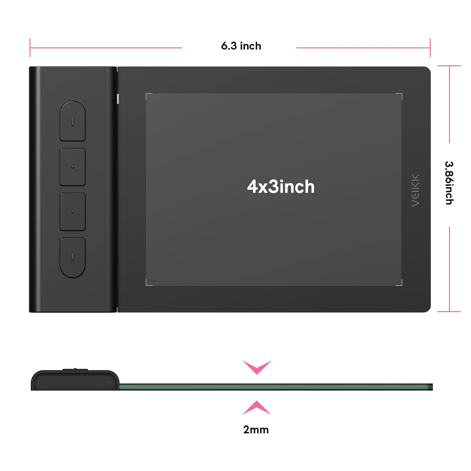 VK430 Mini Drawing Tablet 4x3 Inch Digital Graphics Tablet With Passive Pen Support Windows Android Mac Chromebook for OSU