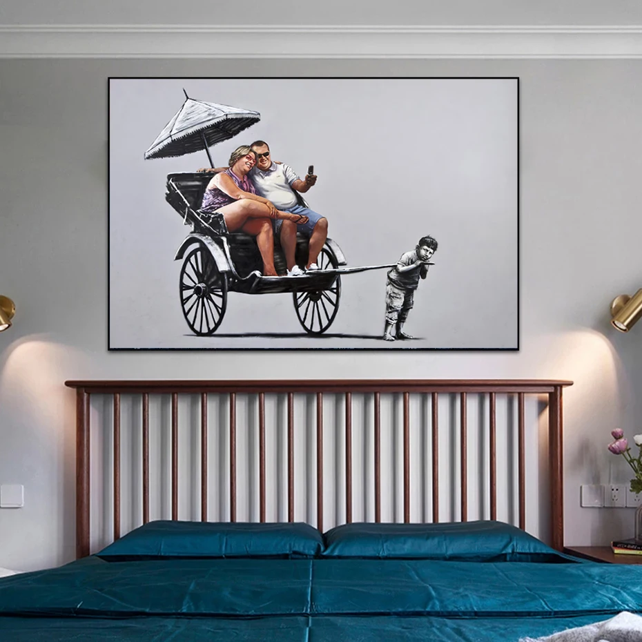 Graffiti Banksy Wall Art Vintage Posters Canvas Painting by MEMENTO READY to Hang Prints for Living Room Pictures