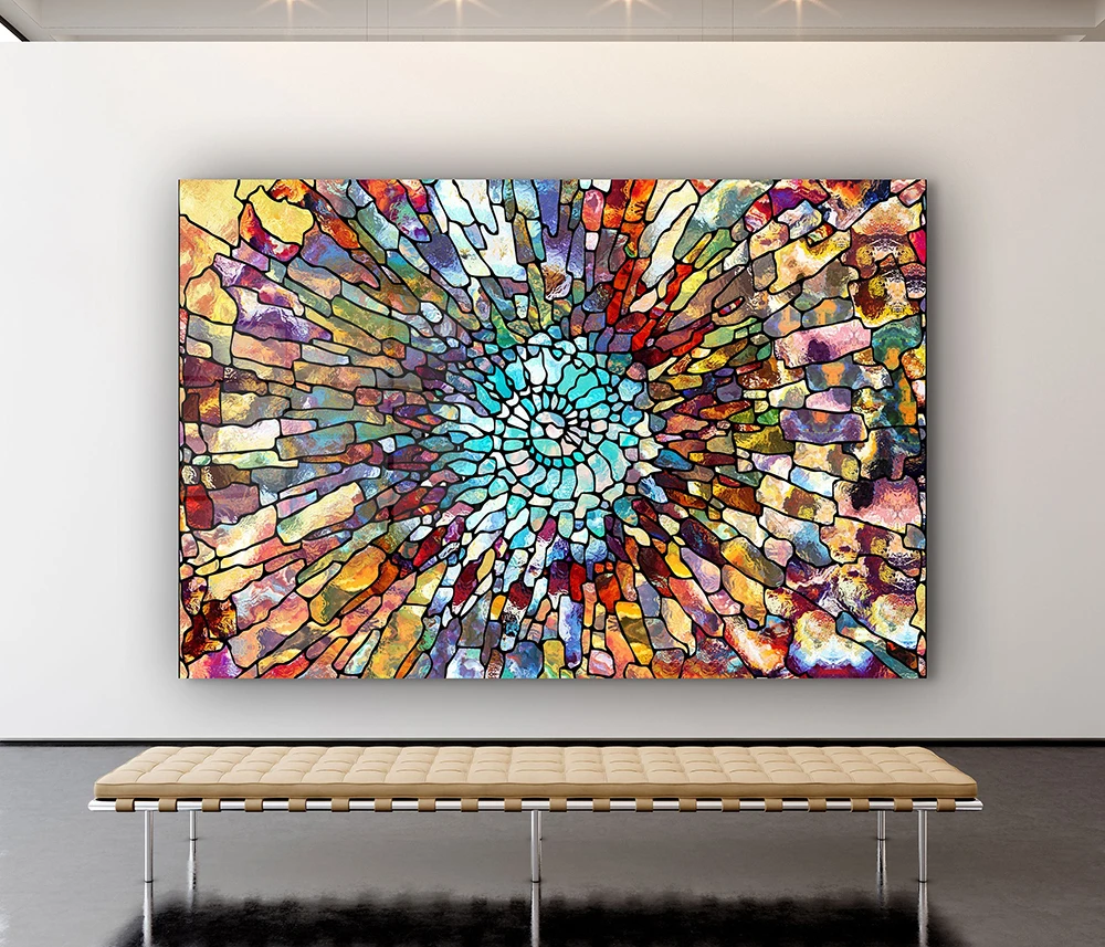 Stained Glass Style Wall Art Poster Large Abstract Art Canvas Painting Modern Aesthetic Room Décor Prints Picture