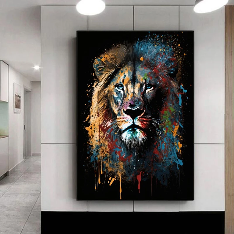 Modern Graffiti Animal Posters and Prints Abstract Watercolor Painting Canvas Wall Art Pictures for Home Décor