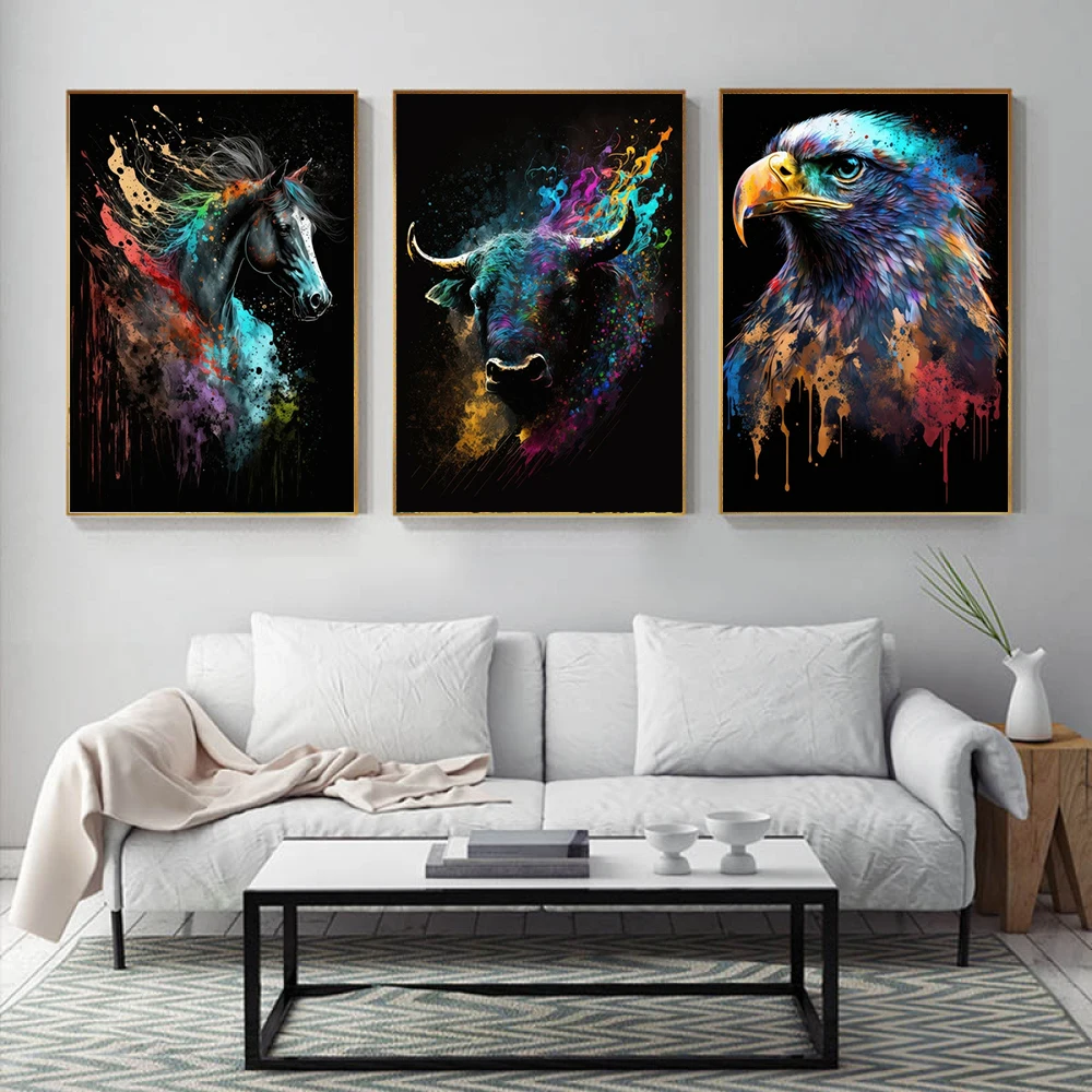Modern Graffiti Animal Posters and Prints Abstract Watercolor Painting Canvas Wall Art Pictures for Home Décor