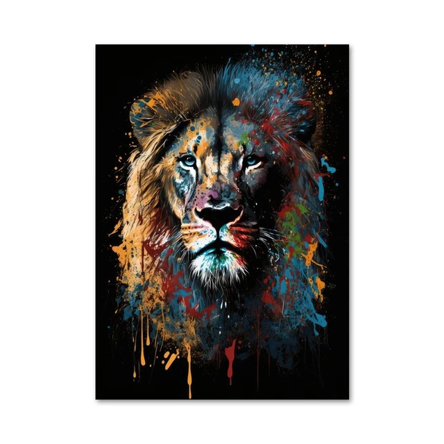 Modern Graffiti Animal Posters and Prints Abstract Watercolor Painting Canvas Wall Art Pictures for Home Décor