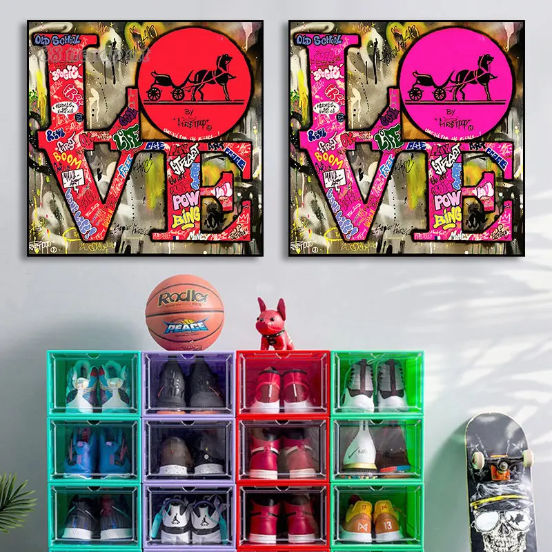 English Letter LOVE Pop Art Canvas Painting Posters Prints Street Wall Art Pictures Home Room Décor