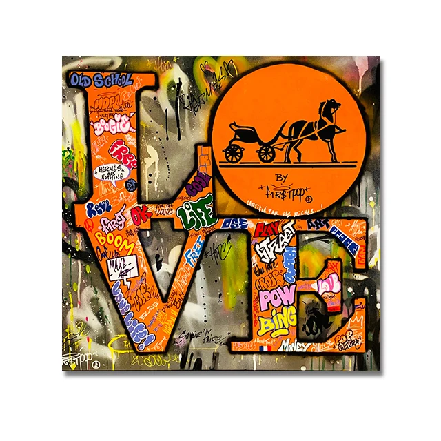 English Letter LOVE Pop Art Canvas Painting Posters Prints Street Wall Art Pictures Home Room Décor