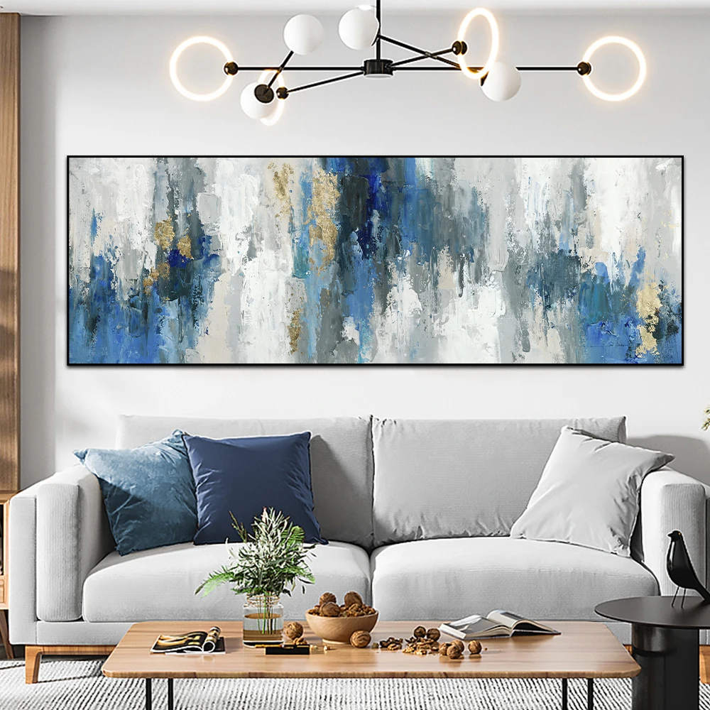 Modern Abstract oil Paintings Print on Canvas Nordic Blue Wall Art Pictures Canvas Posters for Living Room Home Wall Decoration