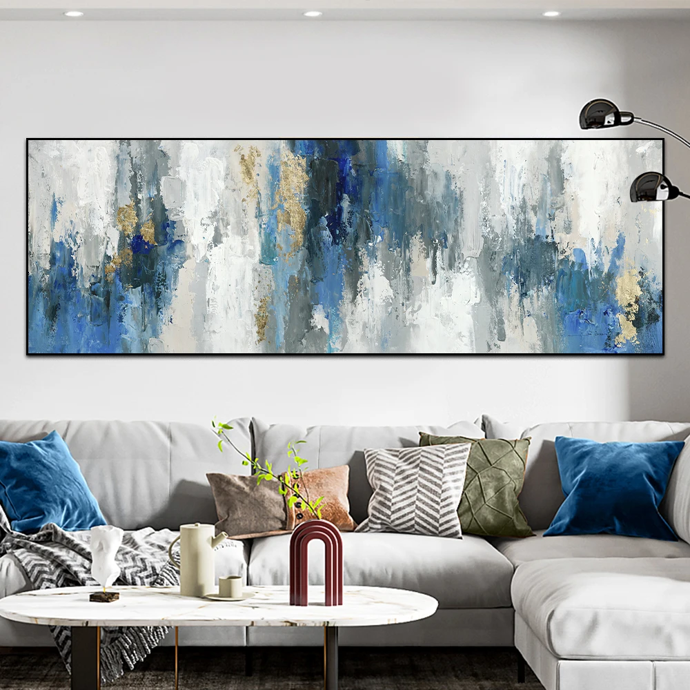 Modern Abstract oil Paintings Print on Canvas Nordic Blue Wall Art Pictures Canvas Posters for Living Room Home Wall Decoration