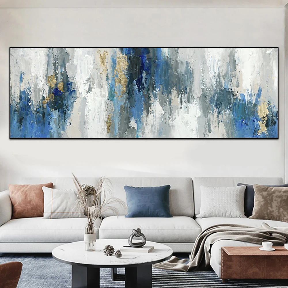 Modern Abstract oil Paintings Print on Canvas Nordic Blue Wall Art Pictures Canvas Posters for Living Room Home Wall Decoration