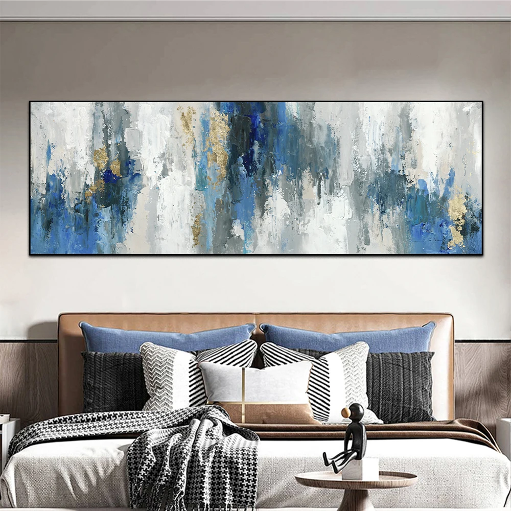 Modern Abstract oil Paintings Print on Canvas Nordic Blue Wall Art Pictures Canvas Posters for Living Room Home Wall Decoration