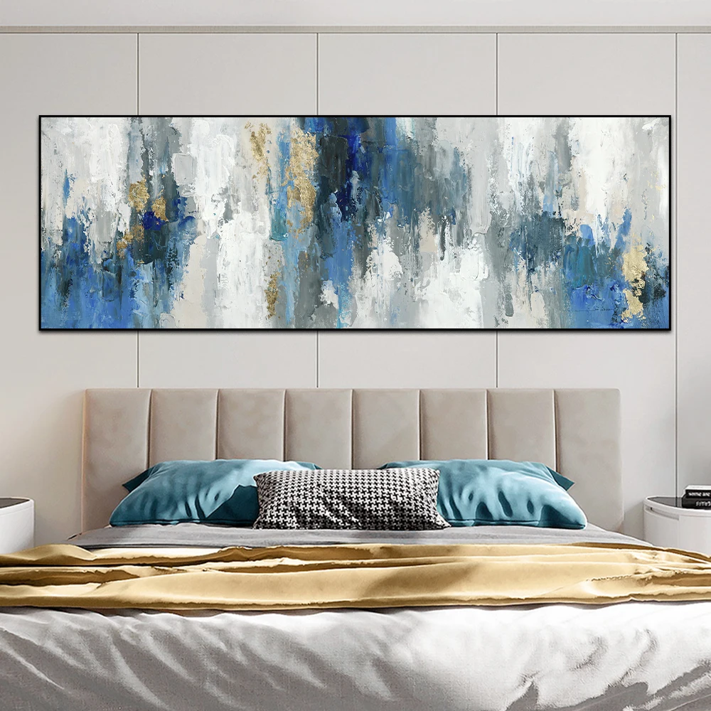 Modern Abstract oil Paintings Print on Canvas Nordic Blue Wall Art Pictures Canvas Posters for Living Room Home Wall Decoration