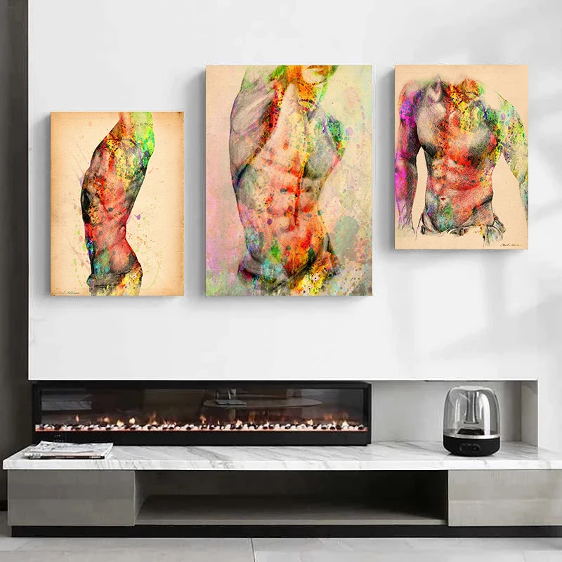 Modern Male Nude Canvas Paintings Abstract Body Posters and Prints Wall Art Pictures for Living Room Home Decoration Cuadros