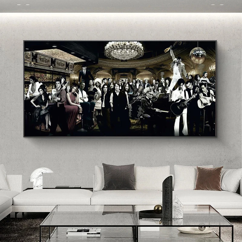 Music Singer Star Gathering Large Living Room Canvas Wall Art Posters and Prints picture For Bedroom Home Decor Cuadros