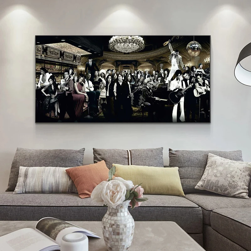 Music Singer Star Gathering Large Living Room Canvas Wall Art Posters and Prints picture For Bedroom Home Decor Cuadros
