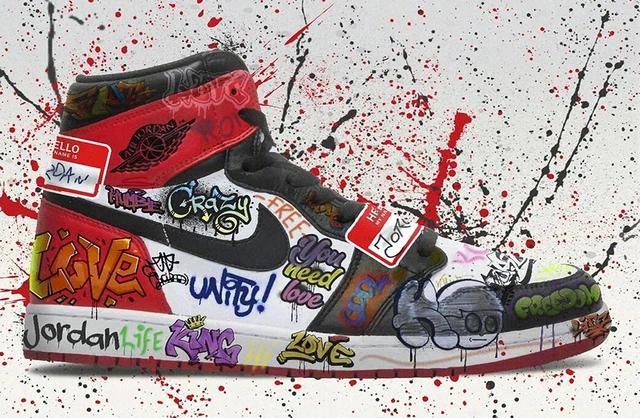 High Top Multicolor Graffiti Red Shoes Wall Art Posters And Prints Pictures Canvas Painting Decoration Home Decor for Bedroom