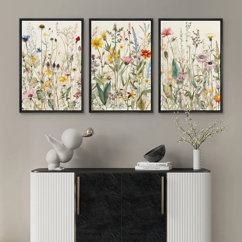 Watercolor Wildflower Flower Poster Colorful Floral Prints Boho Art Canvas Painting Minimalist Modern Wall Picture Bedroom Decor