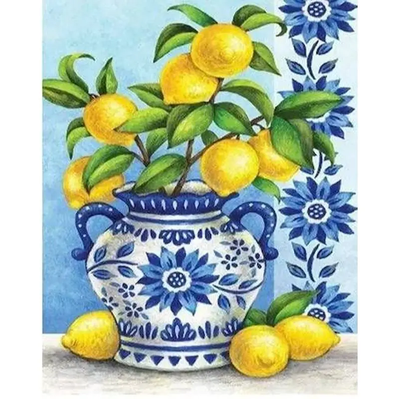 GATYZTORY Classic Diy Paintings By Numbers Set For Adults Acrylic Paint By Numbers Lemon On Canvas Modern Home Wall Decoration