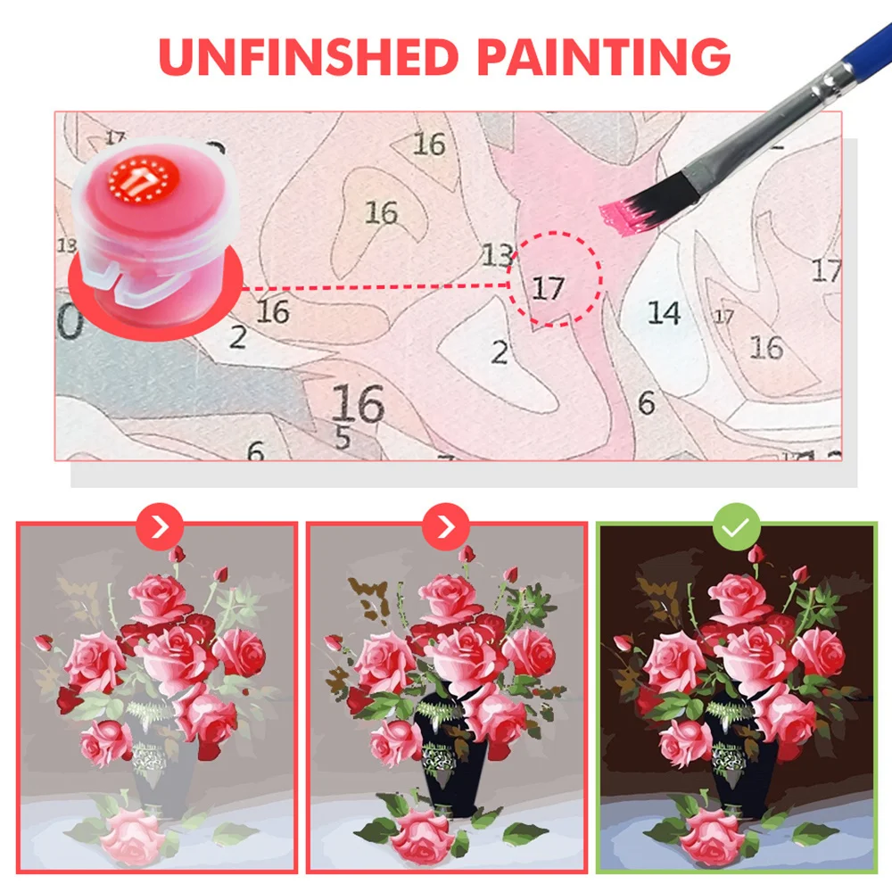 Hand-painted Oil Painting By Numbers Acrylic Picture for Crafts Paint Kitchen Wall Art Home Decoration Animal Flamingo Pintura