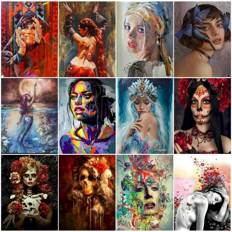 Color Girl Oil Picture By Numbers 60x75 Canvas With Frame Acrylic Paint For Adults Coloring Painting By Numbers Decoration Art