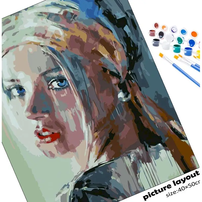 Color Girl Oil Picture By Numbers 60x75 Canvas With Frame Acrylic Paint For Adults Coloring Painting By Numbers Decoration Art