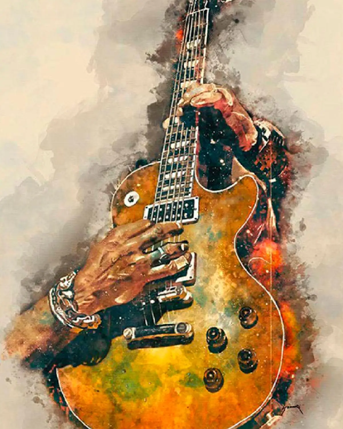 DIY 40X50 Oil Painting By Numbers Hand guitar paint by numbers On Canvas Home Decor Digital Painting chrismas