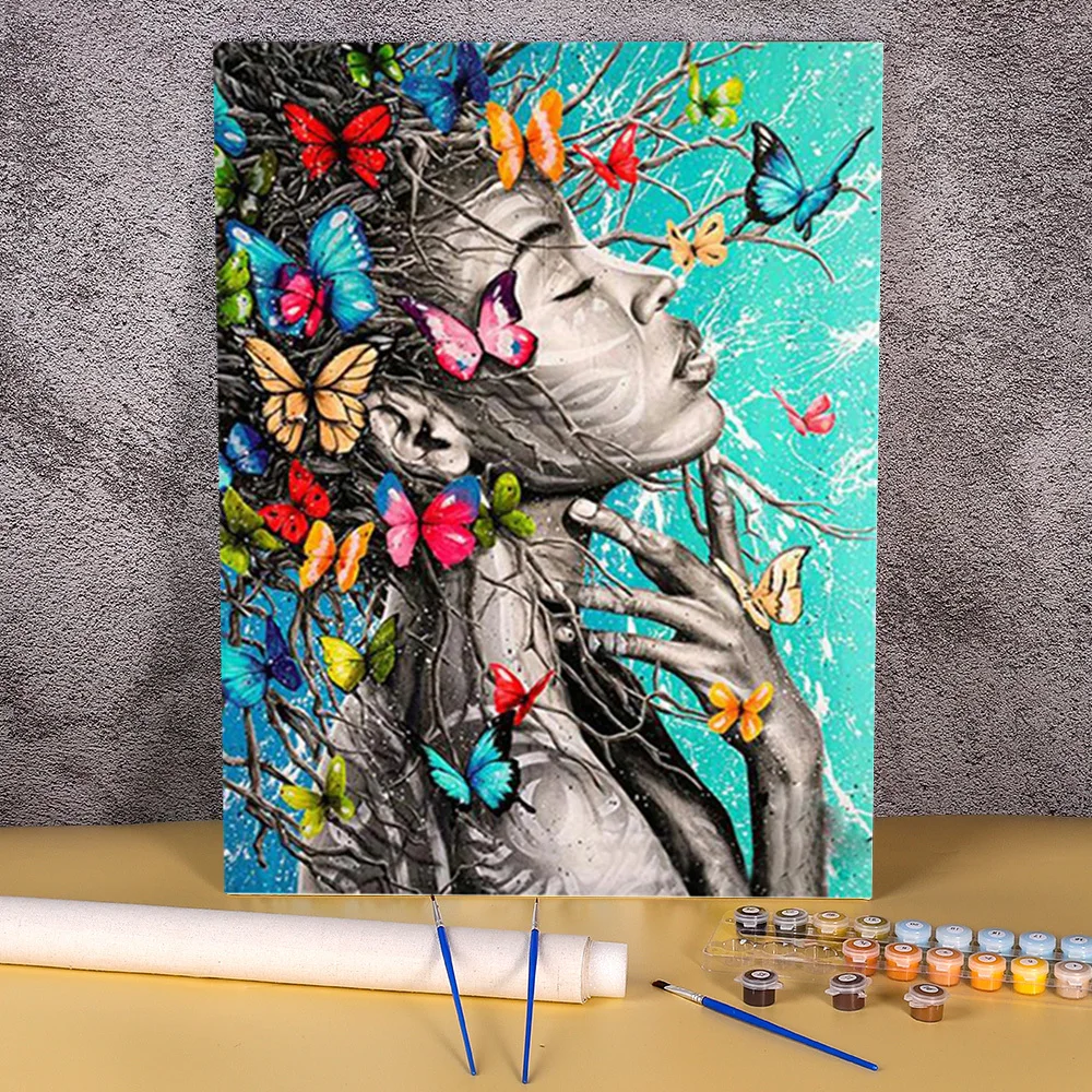 Animal Butterfly Flower Painting By Numbers Kit Oil Paints 50*70 Picture By Numbers Photo New Design  Kids Wall Art   DrawingPro