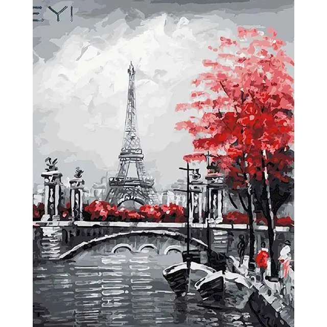 GATYZTORY Frame Diy Painting By Numbers Paris Tower Acrylic Canvas Painting Landscape Modern Wall Art Picture Diy Gift 60x75cm