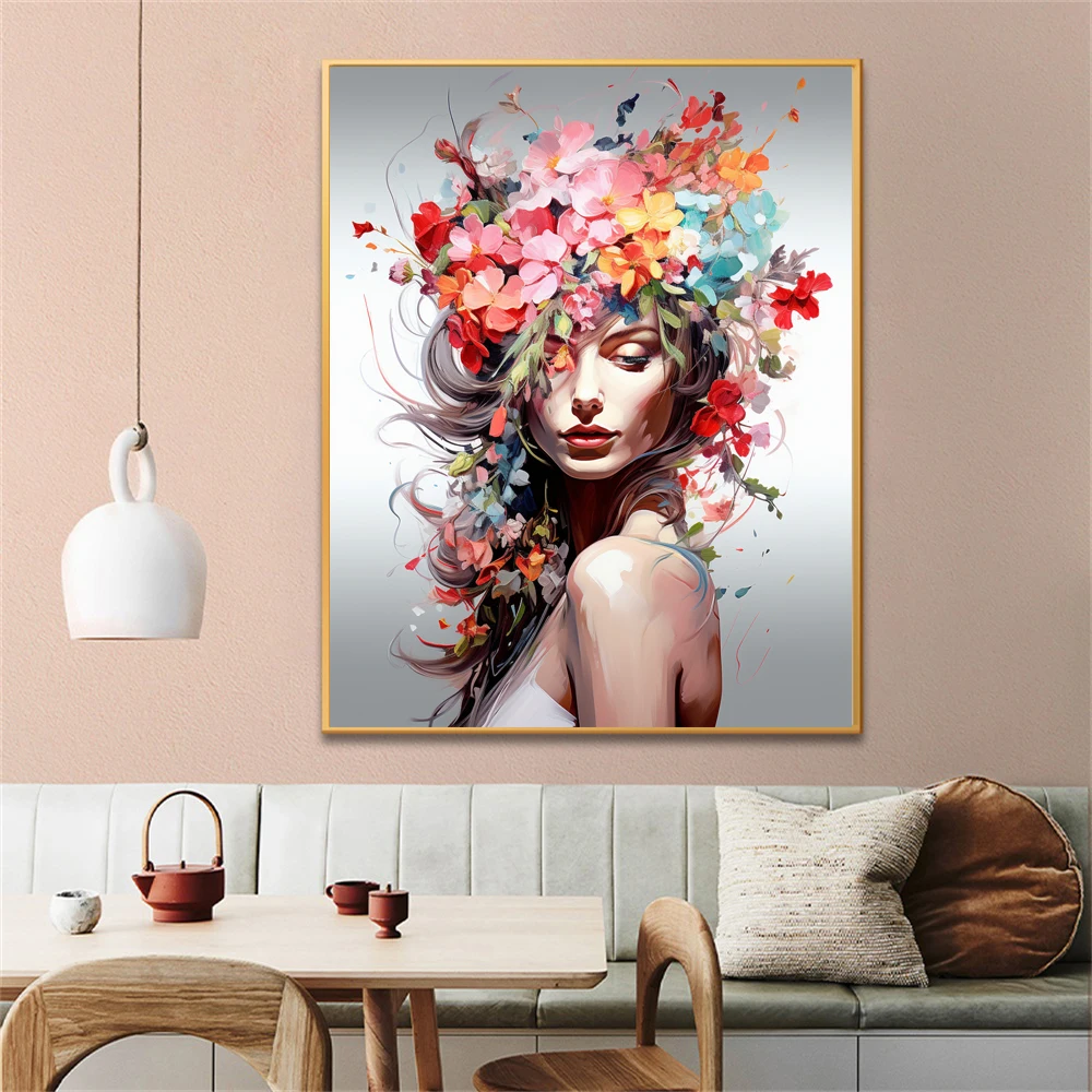 Painting by Numbers For Adult  flower woman  Canvas Oil Paint by Number Home Decor