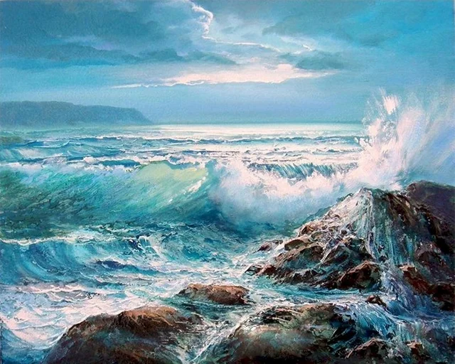 GATYZTORY 60x75cm Painting by numbers Digital Painting On Canvas DIY Drawing By Numbers Frameless Ocean Waves Home Decor