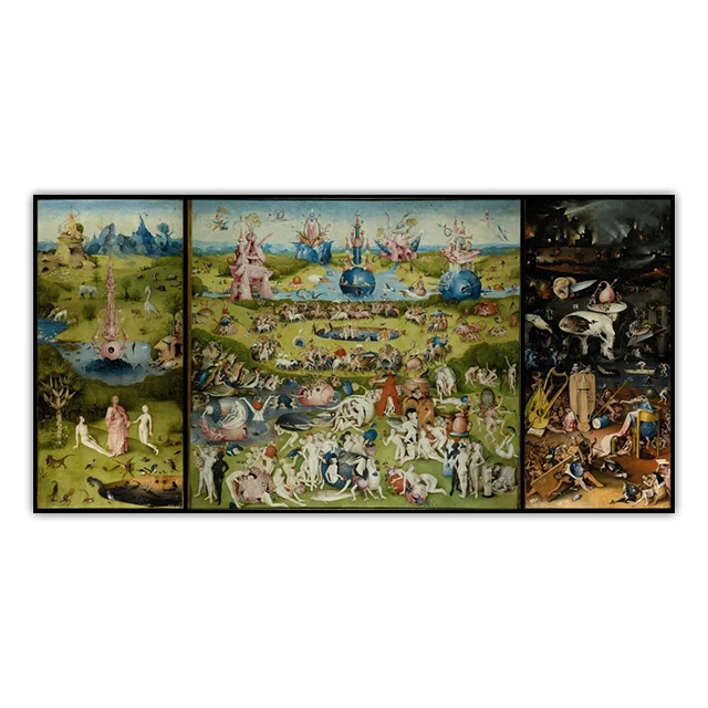 Hieronymus Bosch《The Garden of Earthly Delights》Canvas Painting Poster Print Wall Art Picture for Living Room Home Decor Cuadros