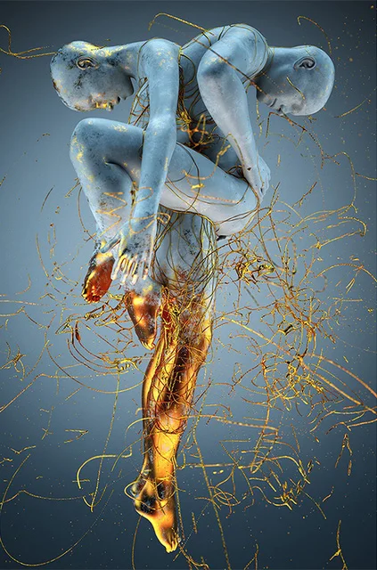 Metal Abstract Figure Statue Canvas Painting Poster and Prints Golden Portrait Sculpture Wall Picture for Living Room Home Decor