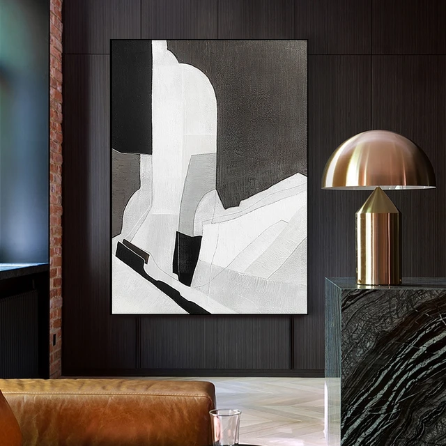 Modern Art Home Interior Decor Abstract Black and White Art Frameless Oil Painting Hand Painted Canvas Wall Decor Art PicturePro