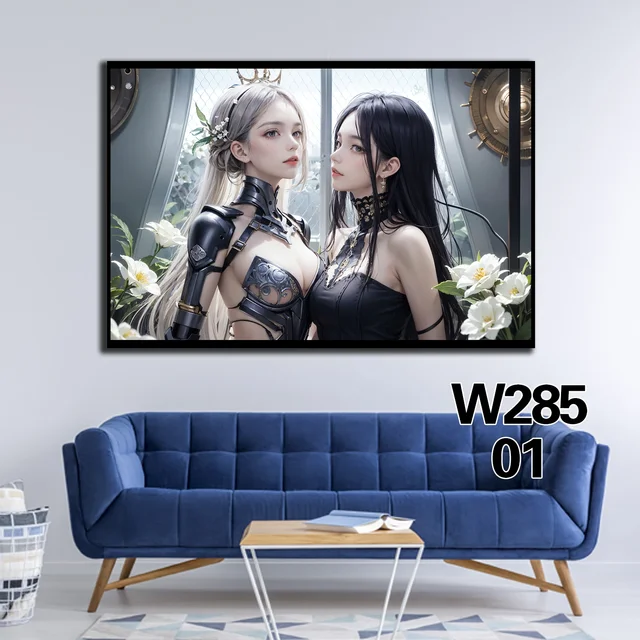 AI Painting Sexy Punk Machinery Beauty Canvas Poster Sexy Cyber Lily HD Large Wall Art Decorative Painting Home Decor Painting