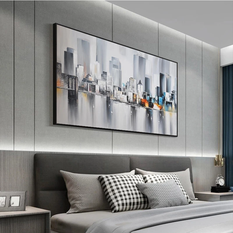 Modern Abstract City Oil Paintings Print on Canvas Living Room Sofa Background Wall Decoration Posters Minimalism Wall Pictures