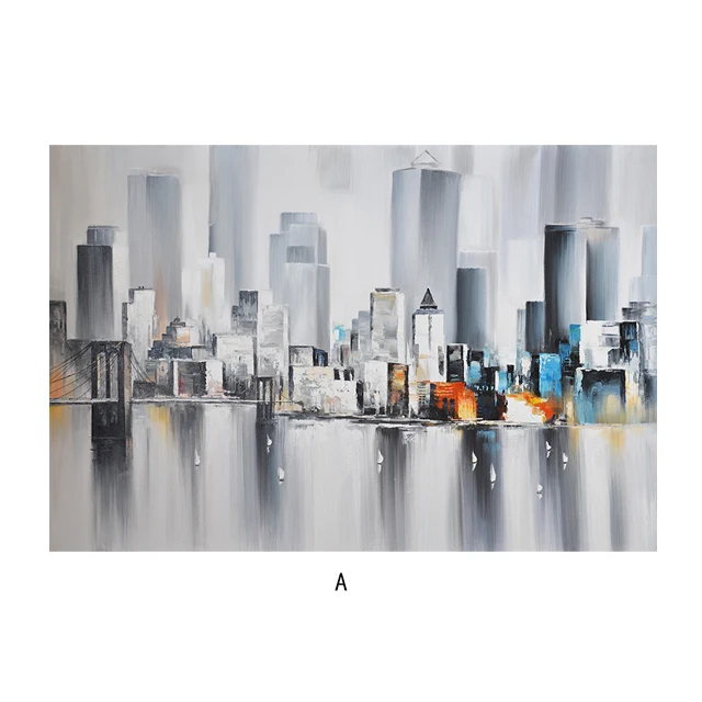 Modern Abstract City Oil Paintings Print on Canvas Living Room Sofa Background Wall Decoration Posters Minimalism Wall Pictures