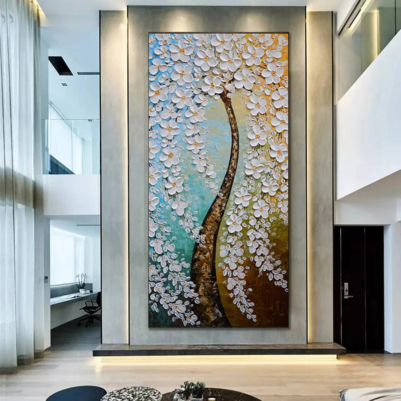 Modern Abstract Canvas Painting Colorful Tree Poster and Print Wall Art Pictures Luxury for Living Room Home Artwork Decoration