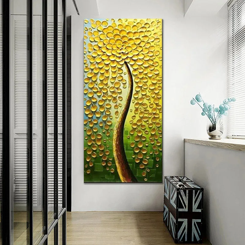 Modern Abstract Canvas Painting Colorful Tree Poster and Print Wall Art Pictures Luxury for Living Room Home Artwork Decoration