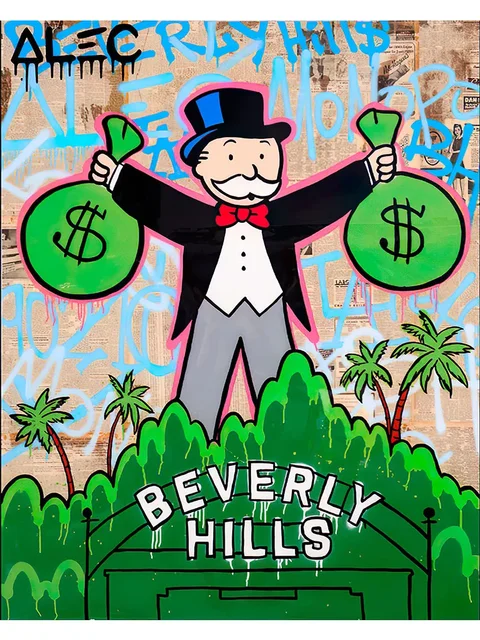 Alec Monopoly Millionaire Money Canvas Painting Modern Fashion Street Graffiti Wall Poster Prints Room Gifts Home Pictures Decor