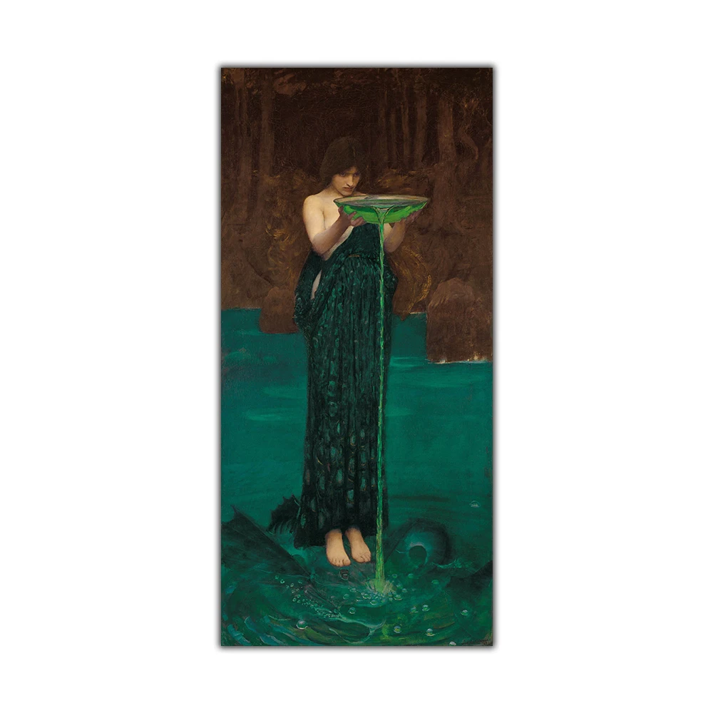 Waterhouse《Circe Invidiosa》Canvas oil painting World Famous Artwork Poster Picture Wall Art Décor Home Decoration