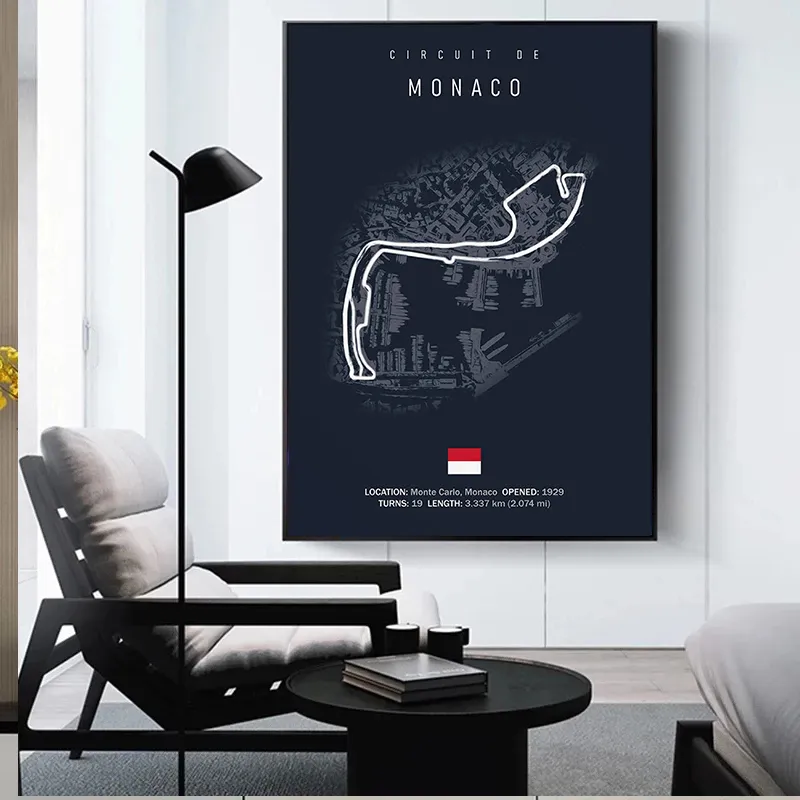 Monaco Track Circuit Canvas Poster Formula 1 Wall Art Nordic Poster Aesthetic Motorsport Race Picture
