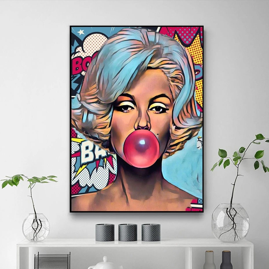 Marilyn Monroe Bubble Canvas Painting Pop Culture Wall Art Poster Graffiti HD Printing Home Decor For Living Room Pictures