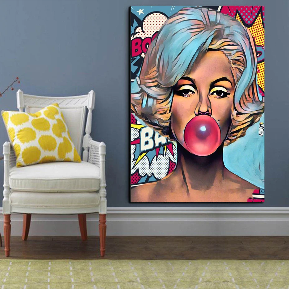 Marilyn Monroe Bubble Canvas Painting Pop Culture Wall Art Poster Graffiti HD Printing Home Decor For Living Room Pictures