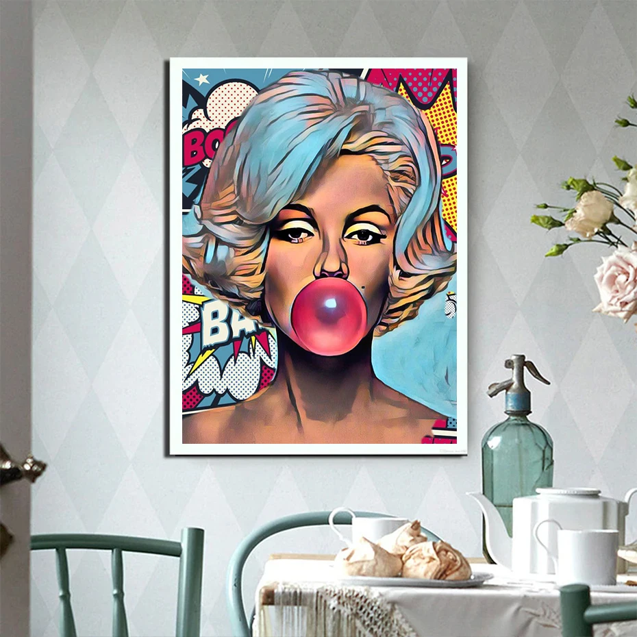 Marilyn Monroe Bubble Canvas Painting Pop Culture Wall Art Poster Graffiti HD Printing Home Decor For Living Room Pictures