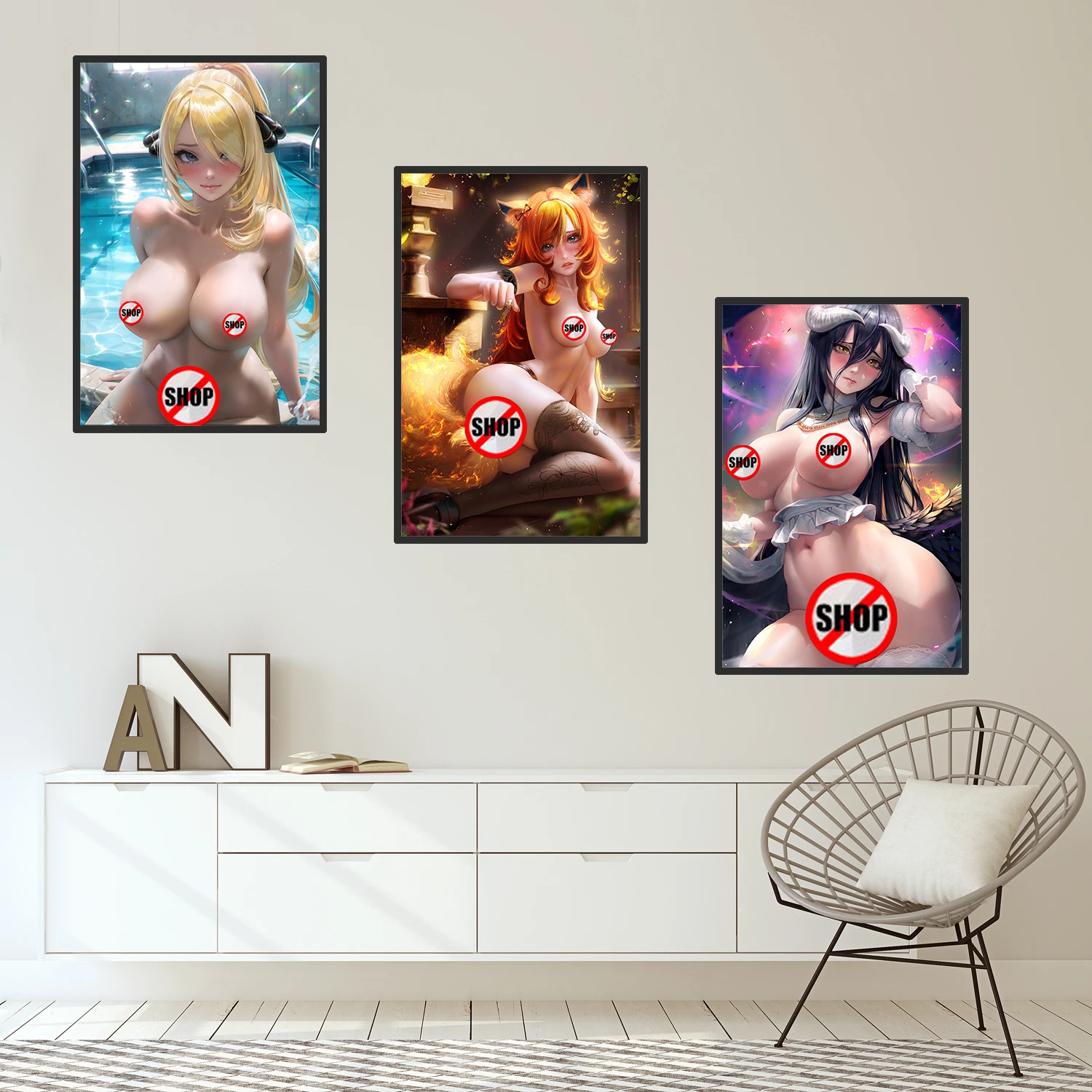 Animation Canvas Poster Cynthia Gijinka Morrigan sexy HD large wall art