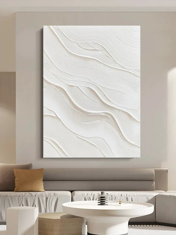 Modern Abstract Textured Acrylic Canvas Wall Art 3D White Thick Oil Wall Painting Hand-Painted Artwork