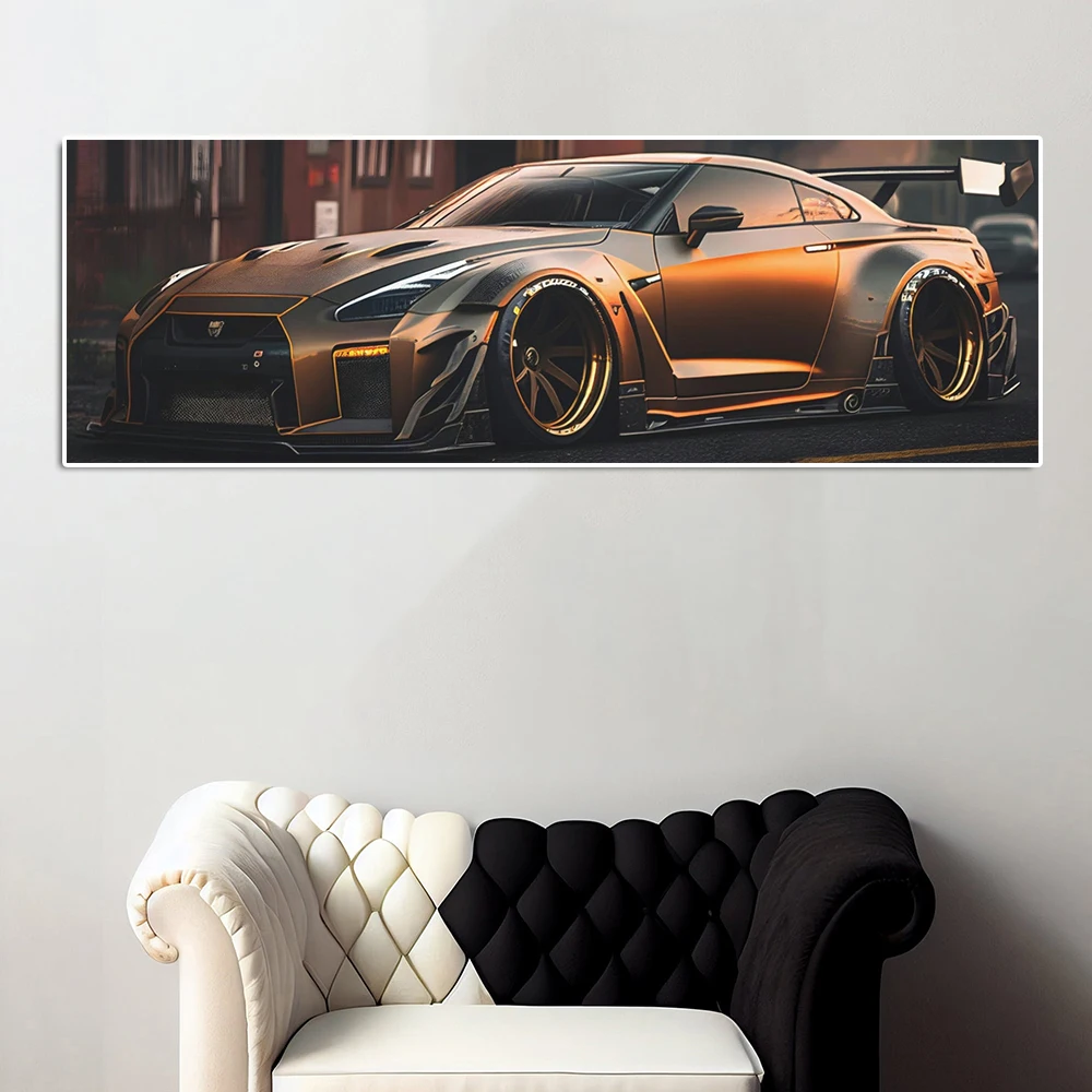 Abstract Skyline GTR Large Poster And Print Luxury Sports Car Canvas Painting Racing Wall Art Mural Gaming Room Home Décor